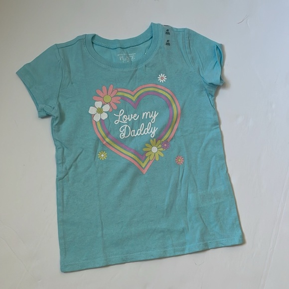 The Children Place graphic tee, blue splash , size 4T. Heart with LOVE MY DADDY - Picture 8 of 17
